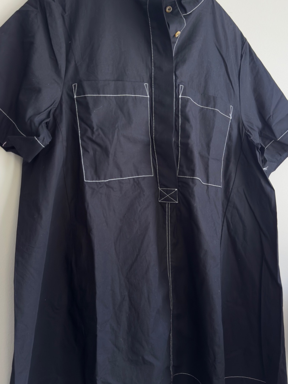 Anthropologie Boxy Black Mini Dress with Contrast Stitching - Picture 6 of 10